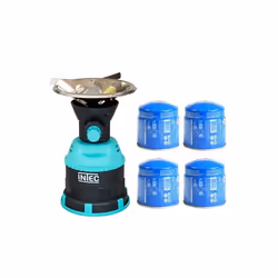 Rechaud gaz 1200W piezo Coque ABS + 4 Cartouches gaz 190 gr INTEC