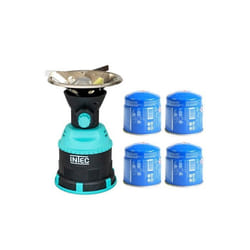 Rechaud gaz 1200W piezo Coque ABS + 4 Cartouches gaz 190 gr INTEC