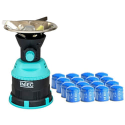 Rechaud gaz 1200W piezo Coque abs + 16 Cartouches gaz 190 gr intec