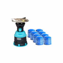 Rechaud gaz 1200W piezo Coque ABS + 8 Cartouches gaz 190 gr INTEC