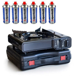 Réchaud à gaz 2200W Portable + 6 cartouches de gaz butane Cuisine Extérieure