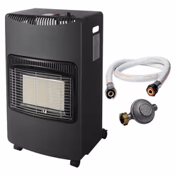 Poele à gaz pliable 42KW Noir Allumage Piezo Tuyau gaz + détendeur butane INTEC