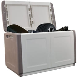 Coffre de Rangement Extérieur 230L Malle de Jardin Beige/Taupe 96 x 53 x H57cm Poignées de transport INTEC