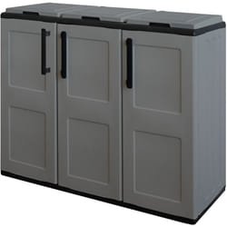 Poubelles de tri Selectif 3 Sacs Gris - Meuble de Recyclage Extérieur - Dimensions 102 x 37 x 84 cm - INTEC
