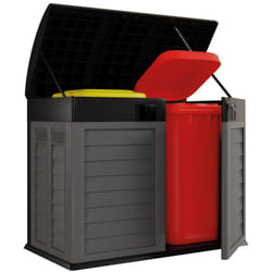 Intec - Cache Poubelles 2 portes Gris - Tri sélectif Extérieur - Abri Poubelle Design pour Terrasse et Jardin 1500L