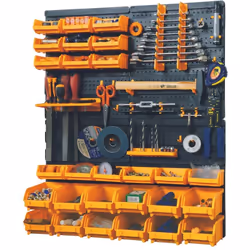 Ce kit de panneaux muraux en polypropylène est conçu pour organiser efficacement vos outils et accessoires dans un garage, un ...