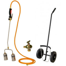Intec - Désherbeur thermique Pro 2 Bruleurs ø 60 mm Turbo Tuyau 5m Détendeur gaz 4.0 bar Allume gaz Chariot