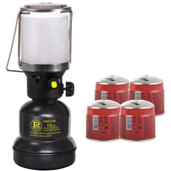 Lampe à gaz 1100W + 4 Cartouches gaz Butane 190g - Allumage Piezo Coque Métal - Lampe de Camping Extérieure Intec