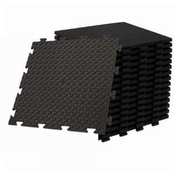 Intec - Pack de 10 Dalles pvc Clipsables Noires 50x50 cm Antidérapantes - Revêtement de Sol Garage, Atelier