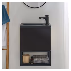 Meuble lave-mains NOVA suspendu métal et bois avec vasque en résine 40x50cm