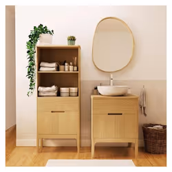 Meuble + vasque + robinet + miroir + colonne ALASKA