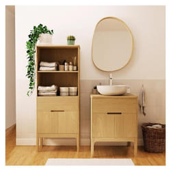 Meuble + vasque + robinet + miroir + colonne ALASKA