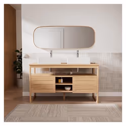 Ensemble meuble double vasque ATOLL 140 cm + Vasques + Robinets + Miroir