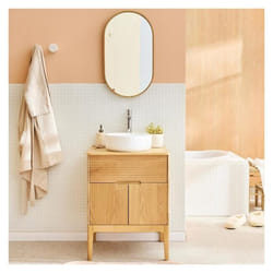Ensemble meuble simple vasque ALASKA 60cm + vasque + robinet + miroir