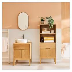 Ensemble meuble simple vasque ALASKA 60cm + vasque + robinet + miroir + colonne