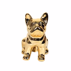 CMP - Statue mini Bulldog en Céramique Noire / Hauteur: 9 cm - Couleur:Doré