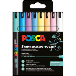 Pochette 8 marqueurs POSCA - PC1MR - Couleurs douces - Pointe extra fine - 07mm