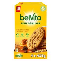 LU - 24 sachets de Belvita Original - Biscuits petit déjeuner au miel et aux pépites de chocolat - (4x400g)