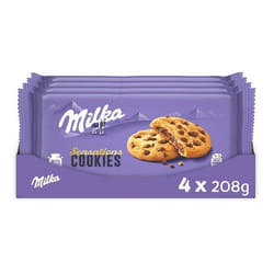 Milka - 4 paquets de Choco Sensations - Cookies cœur fondant aux pépites de chocolat au lait du pays alpin - (4x208g)
