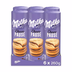 Milka - 6 paquets de Choco Pause - Biscuits fourrés au chocolat au lait - (6x260g)