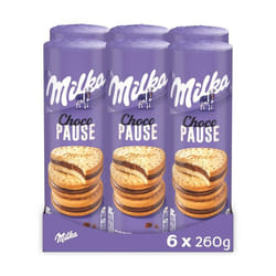 Milka - 6 paquets de Choco Pause - Biscuits fourrés au chocolat au lait - (6x260g)