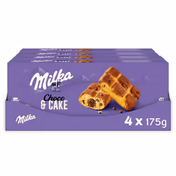Milka - 20 sachets de Cake & Choc - Gâteaux fourrés au chocolat et aux pépites de chocolat - (4x175g)