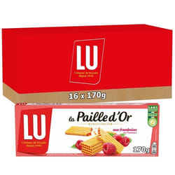 LU - 16 Boîtes de 4 sachets de La Paille dOr - Biscuits gaufrettes fourrées aux framboises - (16x170g)