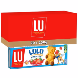 LU - 20 boîtes de 5 sachets de Lulu LOurson - gâteaux fourrés à la fraise - (20x150g)