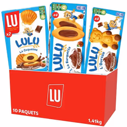 LU - La Boîte Chocolatée Lulu - Lot de 10 Paquets : Barquette Choco Noisettes x4 Coqueline Chocolat x2 Ourson Choco x4 - 141k ...