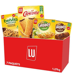 LU - La Petite Boîte Petit Déjeuner (7 Paquets) : Belvita Moelleux Choco x2 Grany Choco x2 Grany Pomme Cracotte Choco x2 -