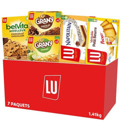 LU - La Boîte Plaisir - Lot de Biscuits : Petit Beurre Napolitain Grany Pomme x2 Grany Chocolat x2 Belvita Moelleux - 141kg