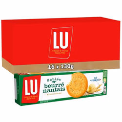 LU - Biscuits Sablés Beurré Nantais 130g - Lot de 16