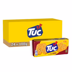TUC 24 Paquets de Tuc Goût Bacon 100g Crackers Croustillants Format Pratique à Emporter Lot de 24x100g