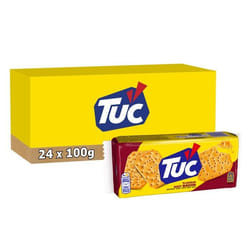 TUC 24 Paquets de Tuc Goût Bacon 100g Crackers Croustillants Format Pratique à Emporter Lot de 24x100g