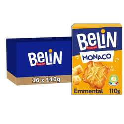 BELIN 16 Paquets de Crackers Belin Monaco Emmental 110g A Partager entre Amis ou en Famille pour les Apéros Lot de 16x110g