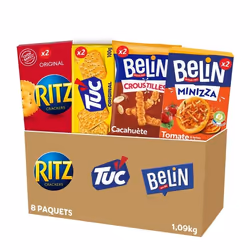 La Boîte Appéritif 2 Ritz Original 200g Belin Croustilles Cacahuètes 138g Tuc Original 100g Belin Crackers Minizza Tomate 95g