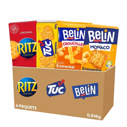 La Boîte Appéritif 4 Ritz Original 200g Belin Croustilles Emmental 138g Tuc Original 100g Belin Crackers Monaco Emmental 110g