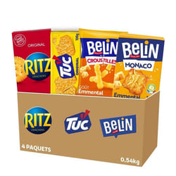 La Boîte Appéritif 4 Ritz Original 200g Belin Croustilles Emmental 138g Tuc Original 100g Belin Crackers Monaco Emmental 110g