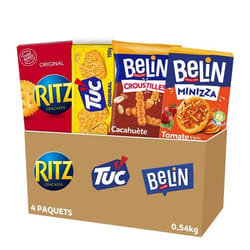 La Boîte Appéritif 5 Ritz Original 200g Belin Croustilles Cacahuètes 138g Tuc Original 100g Belin Crackers Minizza Tomate 95g