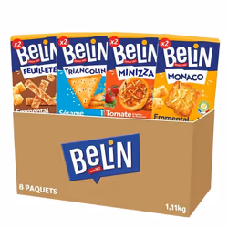 BELIN - La Boîte Appéritif 9 Crackers Feuilleté Emmental Crackers Triangolini Crackers Minizza Tomate Crackers Monaco Emmenta ...