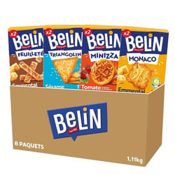 BELIN - La Boîte Appéritif 9 Crackers Feuilleté Emmental Crackers Triangolini Crackers Minizza Tomate Crackers Monaco Emmental