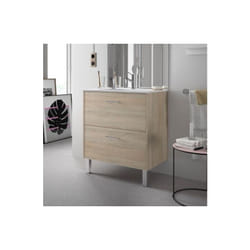 Meuble de salle de bain 70 cm Couleur Chêne Calédonie Option Avec kit de pieds Rangements 2 tiroirs