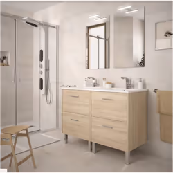 Meuble de salle de bain 120 cm Dimensions 120 cm Couleur Chêne Calédonie Option Avec kit de pieds Le Meuble de salle de bain ...
