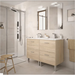 Salgar - Meuble de salle de bain 120 cm Dimensions 120 cm Couleur Chêne Calédonie Option Avec kit de pieds