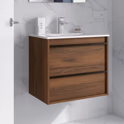 Meuble de salle de bain Dimensions 80 cm Couleur Noyer Maya Miroir Sans miroir Colonne de rangement Sans colonne