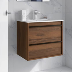 Meuble de salle de bain Dimensions 80 cm Couleur Noyer Maya Miroir Sans miroir Colonne de rangement  Sans colonne