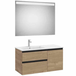 Meuble de salle de bain 100 cm The Gap ROCA Dimensions 100 cm Couleur Noyer Miroir Avec miroir + LED Disposition Lavabo à gauche
