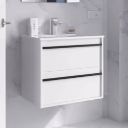 Meuble de salle de bain Dimensions 60 cm Couleur Blanc mat Miroir Sans miroir Colonne de rangement Sans colonne Le Meuble de  ...