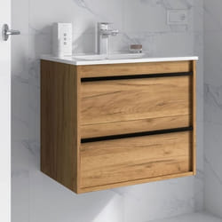 Meuble de salle de bain Dimensions 80 cm Couleur Chêne africain Miroir Sans miroir Colonne de rangement  Sans colonne