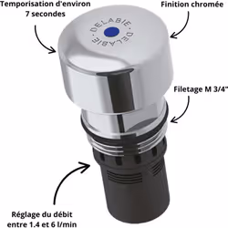 La Cartouche temporisée Delabie offre une efficacité et une sûreté optimales pour les installations de robinetterie. Son desi ...